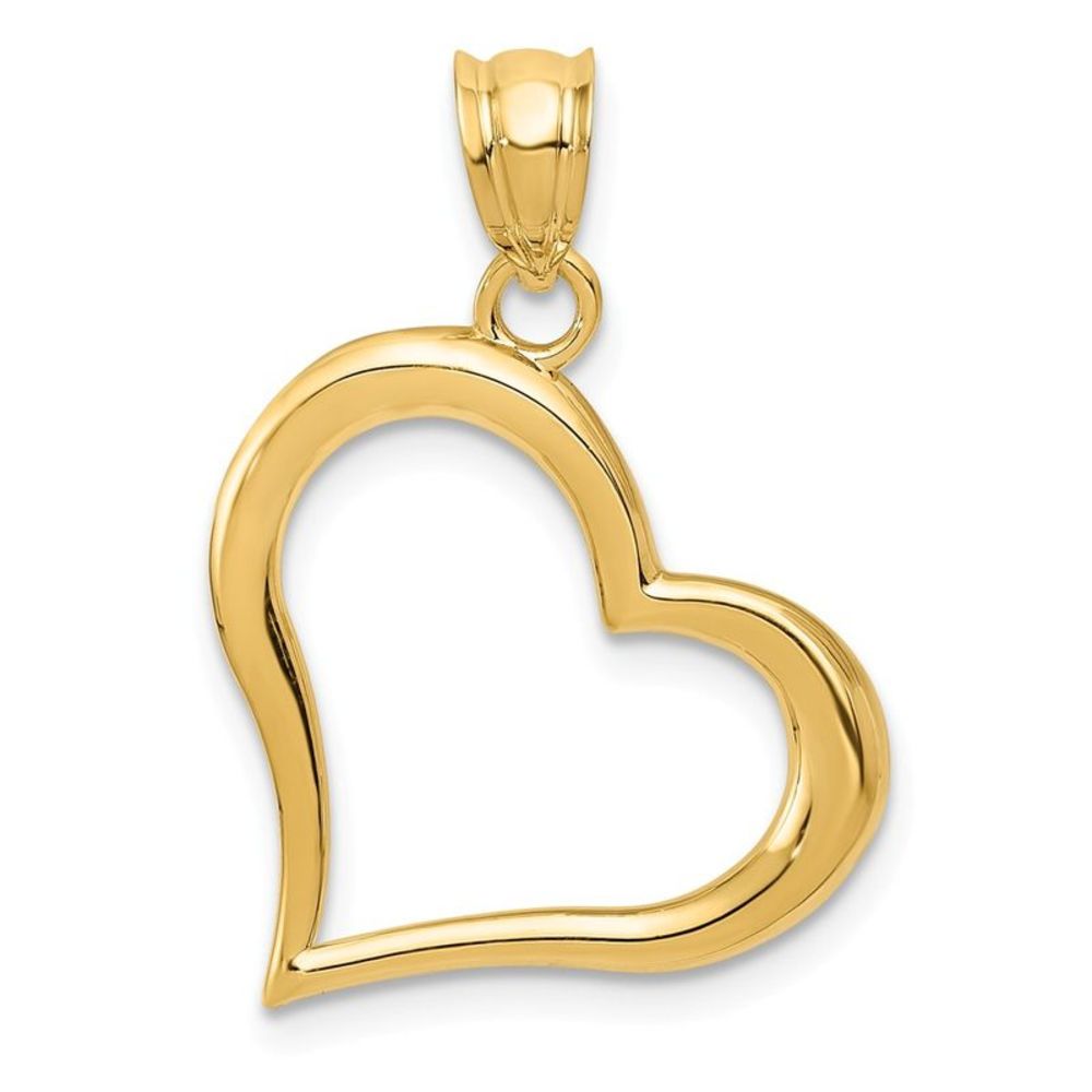 14k Yellow Gold Open Heart Necklace - 16 Inch